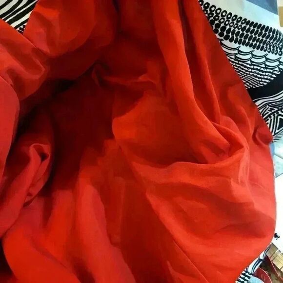 Chico's Women's Red/White/Black Cotton Blend Geometric Print Open Front Lined Ja - Picture 7 of 12